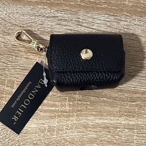 Bandolier Black Keychain Pouch with Gold Accents for AirPods pro